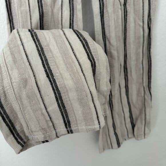 Sky & Sparrow Womens Brown Flowy Pant Linen Blend Stretch Waist Boho Size Small - Picture 4 of 9